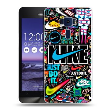 Пластиковый чехол на Asus ZenFone 3 5.2 с принтом найк nike черный