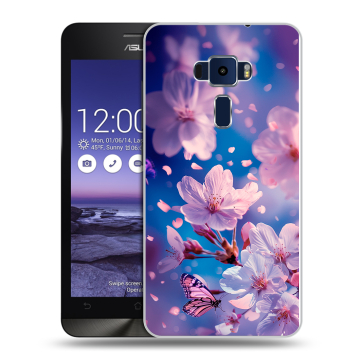 Пластиковый чехол на Asus ZenFone 3 5.2 с принтом цветы бабочки