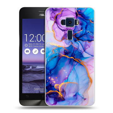 Пластиковый чехол на Asus ZenFone 3 5.2 с принтом синий мрамор