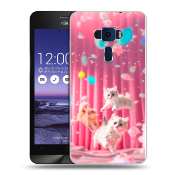 Пластиковый чехол на Asus ZenFone 3 5.2 с принтом милые котики Пластиковый чехол на Asus ZenFone 3 5.2 с принтом милые котики
