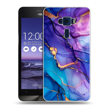 Пластиковый чехол на Asus ZenFone 3 5.2 с принтом синий мрамор