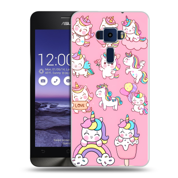 Пластиковый чехол на Asus ZenFone 3 5.2 с принтом Единороги и радуга
