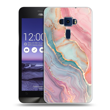Пластиковый чехол на Asus ZenFone 3 5.2 с принтом розовый мрамор