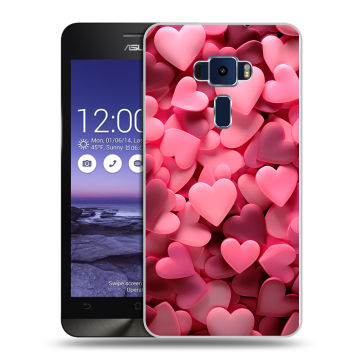 Пластиковый чехол на Asus ZenFone 3 5.2 с принтом розовые сердечки