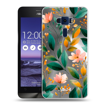 Пластиковый чехол на Asus ZenFone 3 5.2 с принтом Цветы паттерн Пластиковый чехол на Asus ZenFone 3 5.2 с принтом Цветы паттерн