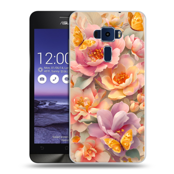 Пластиковый чехол на Asus ZenFone 3 5.2 с принтом Цветы и бабочки Пластиковый чехол на Asus ZenFone 3 5.2 с принтом Цветы и бабочки