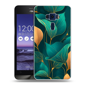 Пластиковый чехол на Asus ZenFone 3 5.2 с принтом Листья и золото Пластиковый чехол на Asus ZenFone 3 5.2 с принтом Листья и золото
