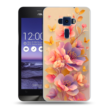 Пластиковый чехол на Asus ZenFone 3 5.2 с принтом Цветы и бабочки