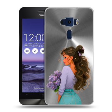 Пластиковый чехол на Asus ZenFone 3 5.2 с принтом девушка цветы