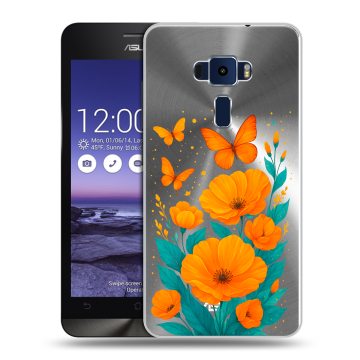 Пластиковый чехол на Asus ZenFone 3 5.2 с принтом цветы бабочки