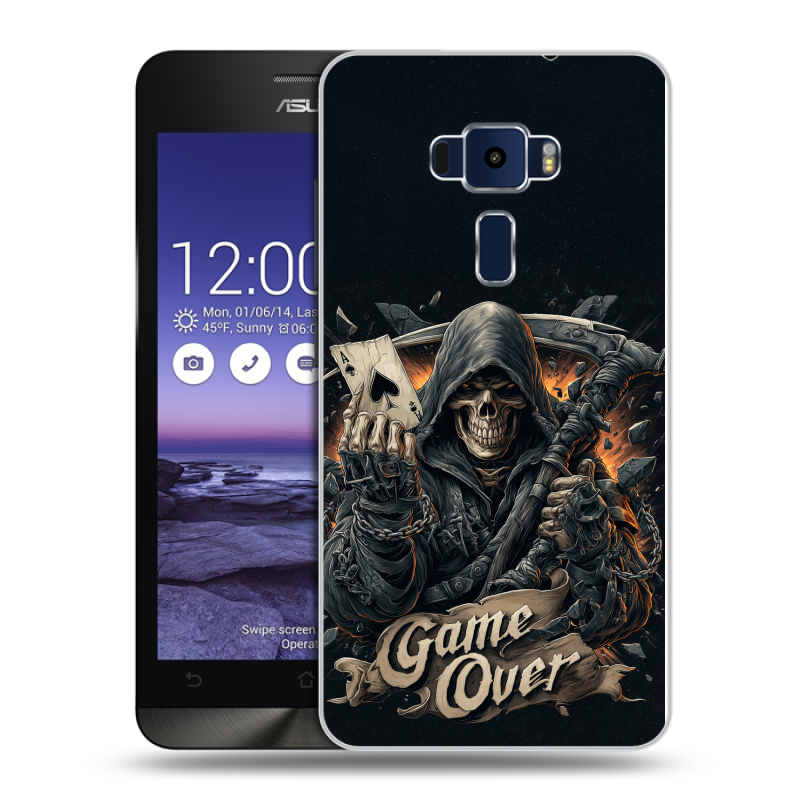 Пластиковый чехол на Asus ZenFone 3 5.2 с принтом Скелет карты Пластиковый чехол на Asus ZenFone 3 5.2 с принтом Скелет карты