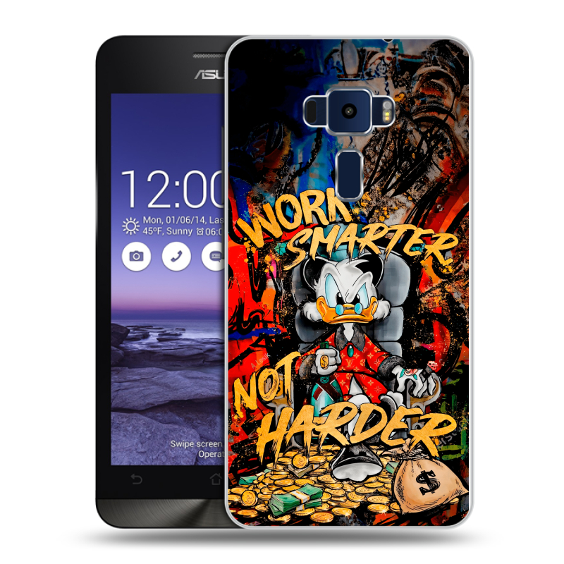 Пластиковый чехол на Asus ZenFone 3 5.2 с принтом Дональд Дак Деньги Пластиковый чехол на Asus ZenFone 3 5.2 с принтом Дональд Дак Деньги