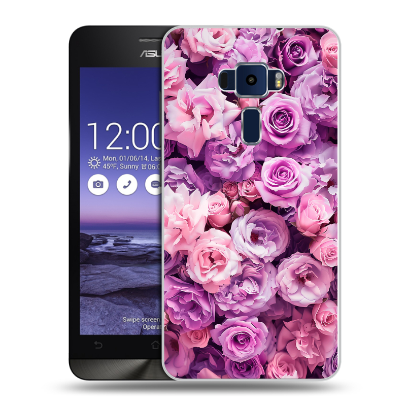 Пластиковый чехол на Asus ZenFone 3 5.2 с принтом лавандовые розы Пластиковый чехол на Asus ZenFone 3 5.2 с принтом лавандовые розы