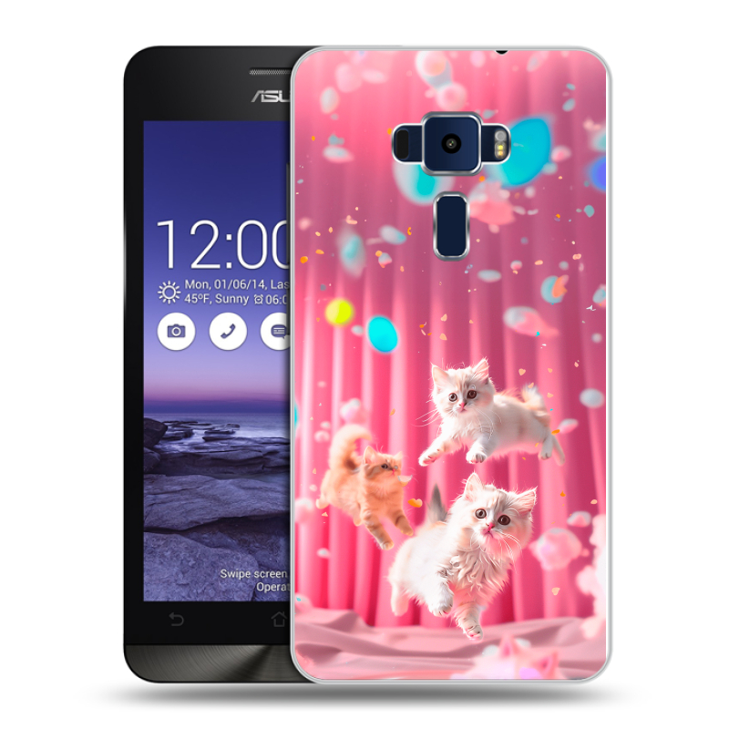 Пластиковый чехол на Asus ZenFone 3 5.2 с принтом милые котики Пластиковый чехол на Asus ZenFone 3 5.2 с принтом милые котики