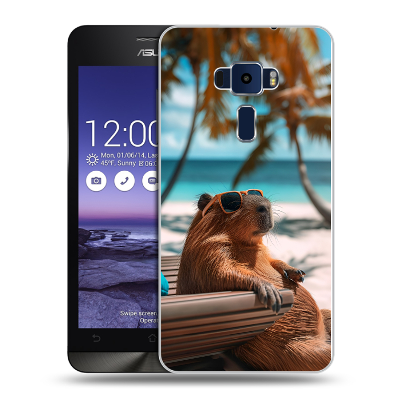 Пластиковый чехол на Asus ZenFone 3 5.2 с принтом Капибара Пластиковый чехол на Asus ZenFone 3 5.2 с принтом Капибара