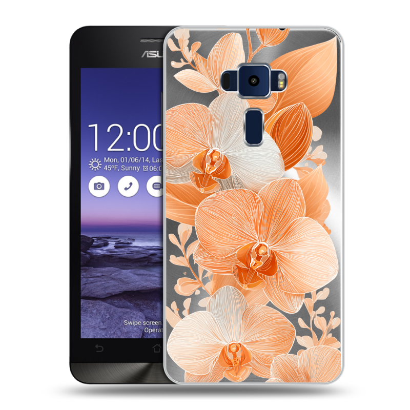 Пластиковый чехол на Asus ZenFone 3 5.2 с принтом Бежевые цветы Пластиковый чехол на Asus ZenFone 3 5.2 с принтом Бежевые цветы