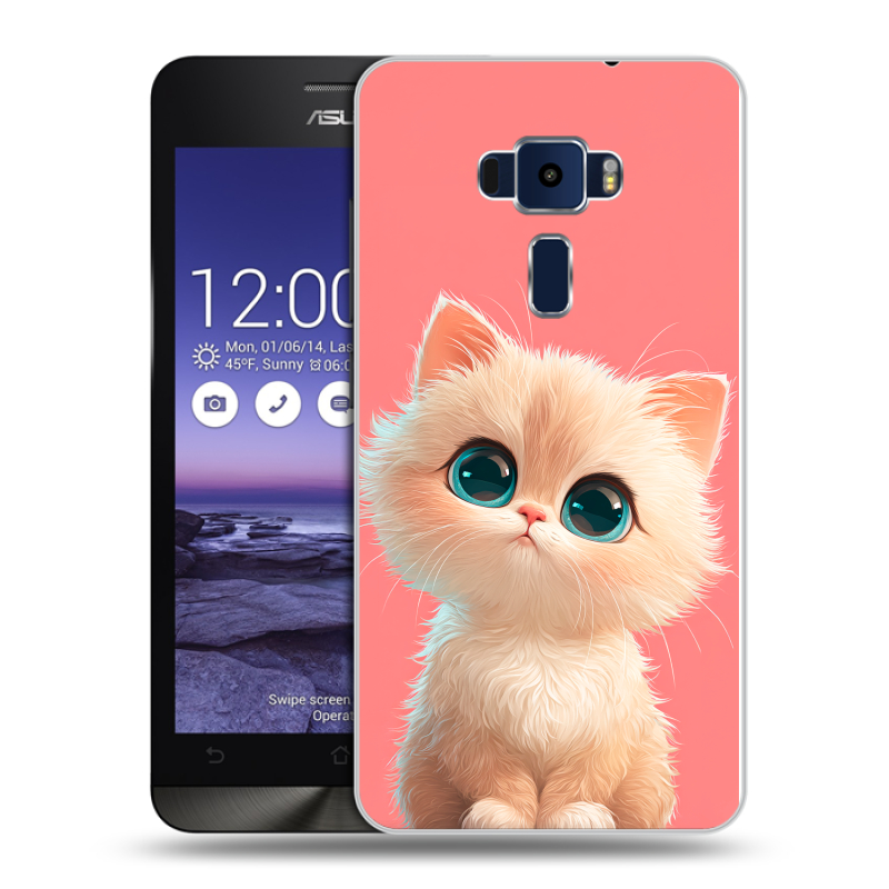 Пластиковый чехол на Asus ZenFone 3 5.2 с принтом Розовый котенок Пластиковый чехол на Asus ZenFone 3 5.2 с принтом Розовый котенок