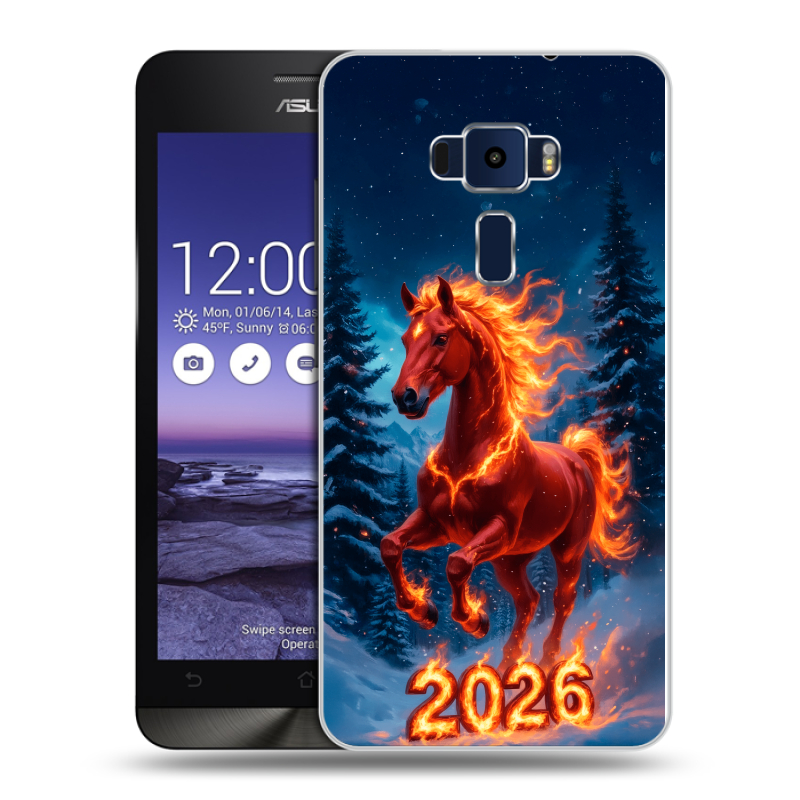 Пластиковый чехол на Asus ZenFone 3 5.2 с принтом Новый год коня Пластиковый чехол на Asus ZenFone 3 5.2 с принтом Новый год коня