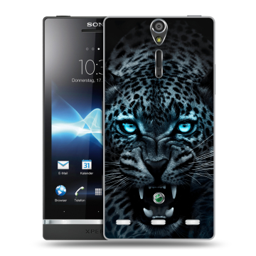 Пластиковый чехол на Sony Xperia S с принтом Темный леопард Пластиковый чехол на Sony Xperia S с принтом Темный леопард