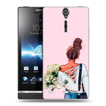 Пластиковый чехол на Sony Xperia S с принтом Девушка и букет Пластиковый чехол на Sony Xperia S с принтом Девушка и букет