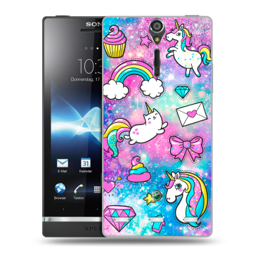 Пластиковый чехол на Sony Xperia S с принтом Единороги Пластиковый чехол на Sony Xperia S с принтом Единороги