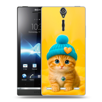 Пластиковый чехол на Sony Xperia S с принтом Котенок в шапке