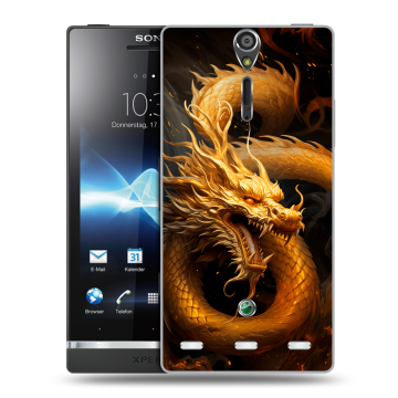 Пластиковый чехол на Sony Xperia S с принтом Золотой дракон
