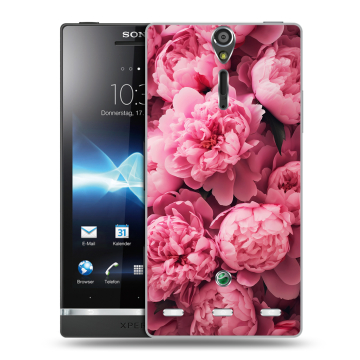 Пластиковый чехол на Sony Xperia S с принтом цветы пионы