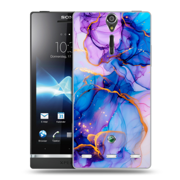 Пластиковый чехол на Sony Xperia S с принтом синий мрамор Пластиковый чехол на Sony Xperia S с принтом синий мрамор