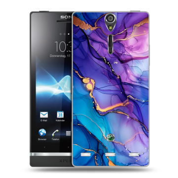 Пластиковый чехол на Sony Xperia S с принтом синий мрамор Пластиковый чехол на Sony Xperia S с принтом синий мрамор