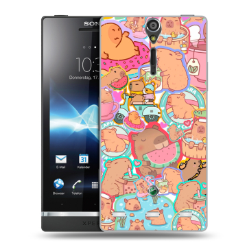 Пластиковый чехол на Sony Xperia S с принтом капибары