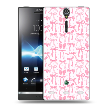 Пластиковый чехол на Sony Xperia S с принтом Розовые бантики