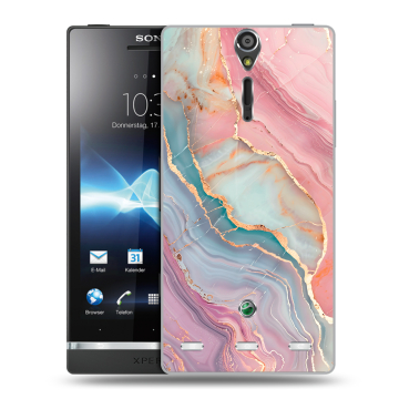 Пластиковый чехол на Sony Xperia S с принтом розовый мрамор Пластиковый чехол на Sony Xperia S с принтом розовый мрамор