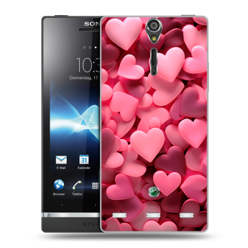 Пластиковый чехол на Sony Xperia S с принтом розовые сердечки Пластиковый чехол на Sony Xperia S с принтом розовые сердечки