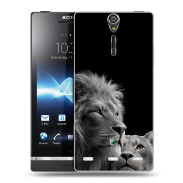 Пластиковый чехол на Sony Xperia S с принтом Лев кошки