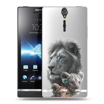 Пластиковый чехол на Sony Xperia S с принтом Львы