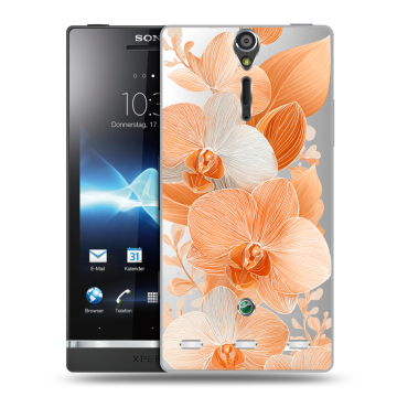 Пластиковый чехол на Sony Xperia S с принтом Бежевые цветы