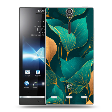 Пластиковый чехол на Sony Xperia S с принтом Листья и золото