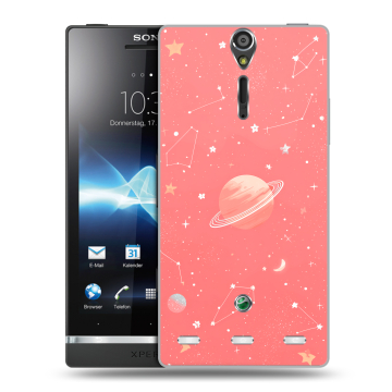 Пластиковый чехол на Sony Xperia S с принтом Розовый космос