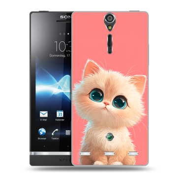 Пластиковый чехол на Sony Xperia S с принтом Розовый котенок
