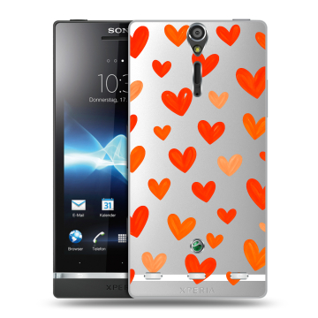 Пластиковый чехол на Sony Xperia S с принтом Сердечки