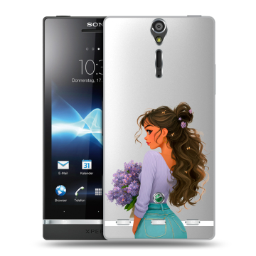 Пластиковый чехол на Sony Xperia S с принтом девушка цветы