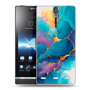 Пластиковый чехол на Sony Xperia S с принтом Мрамор блестки