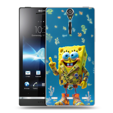 Пластиковый чехол на Sony Xperia S с принтом Спанч боб Спанчбоб Пластиковый чехол на Sony Xperia S с принтом Спанч боб Спанчбоб