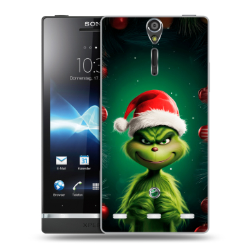 Пластиковый чехол на Sony Xperia S с принтом Гринч Новый год Рождество