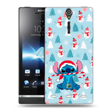 Пластиковый чехол на Sony Xperia S с принтом Стич Новый год