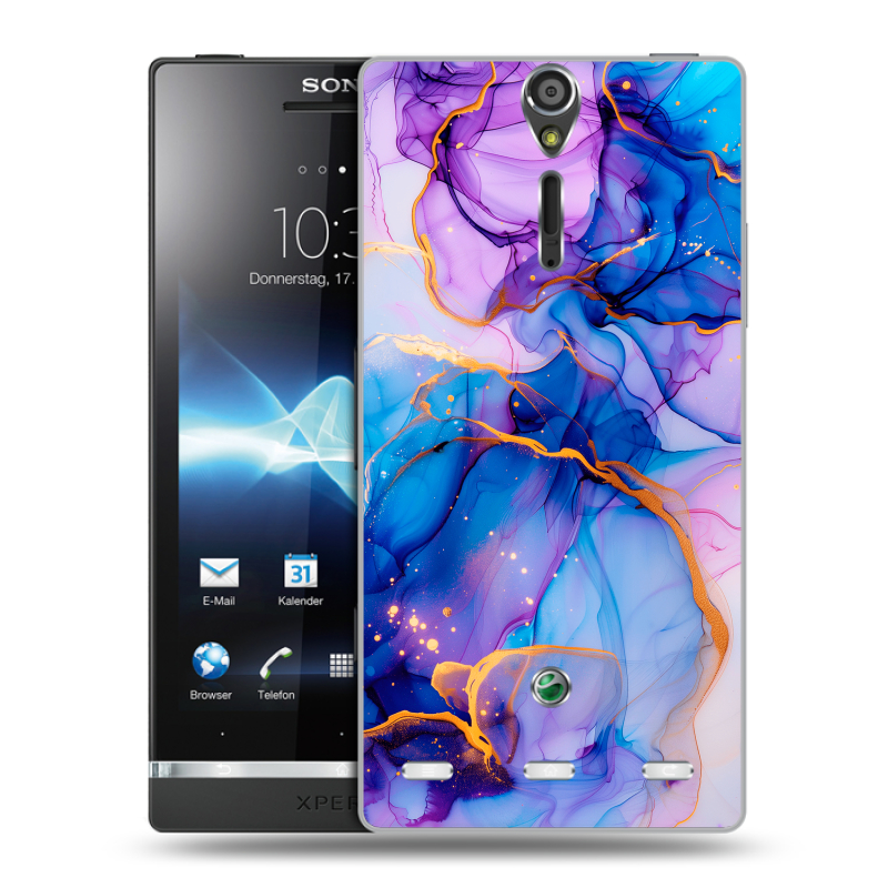 Пластиковый чехол на Sony Xperia S с принтом синий мрамор Пластиковый чехол на Sony Xperia S с принтом синий мрамор