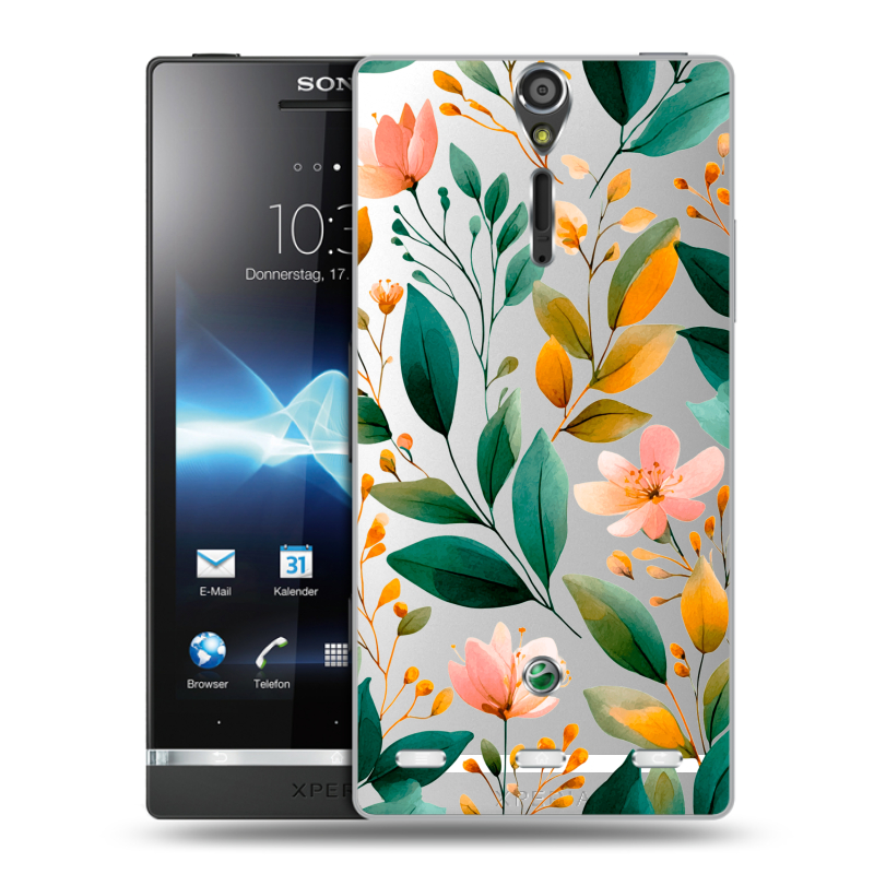 Пластиковый чехол на Sony Xperia S с принтом Цветы паттерн Пластиковый чехол на Sony Xperia S с принтом Цветы паттерн