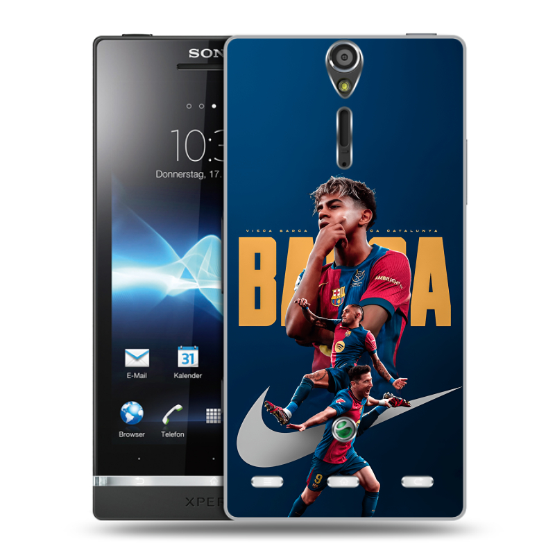 Пластиковый чехол на Sony Xperia S с принтом Барселона Barca Yamal Пластиковый чехол на Sony Xperia S с принтом Барселона Barca Yamal