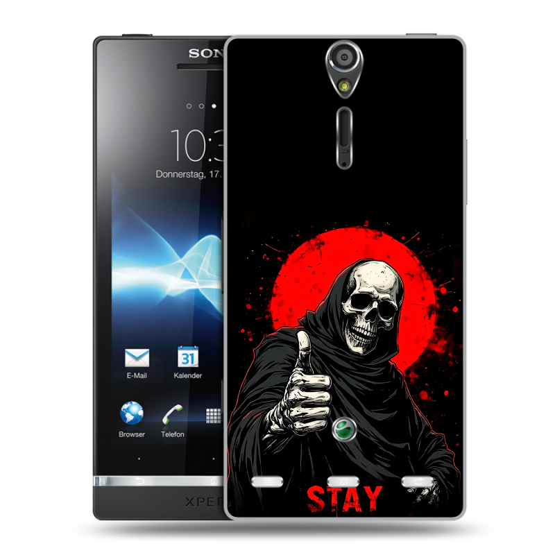 Пластиковый чехол на Sony Xperia S с принтом смешной скелет Пластиковый чехол на Sony Xperia S с принтом смешной скелет